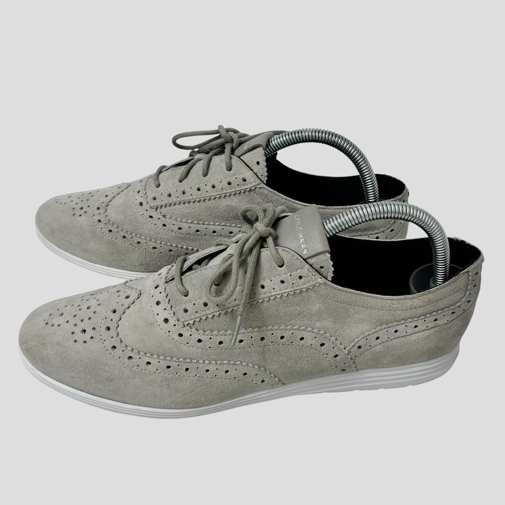 Cole Haan Grand OS Signature Gray‎ Suede Wingtip Golf Shoes Size 9.5 B W05596